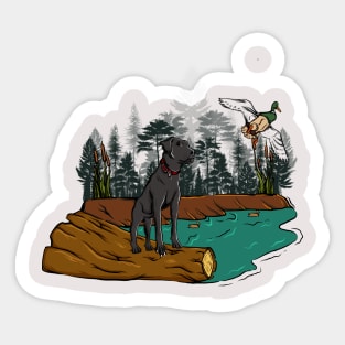 Hunting dog and duck Sticker